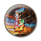 Steel's Motel Clock Metal Sign Wall Decor 14 x 14
