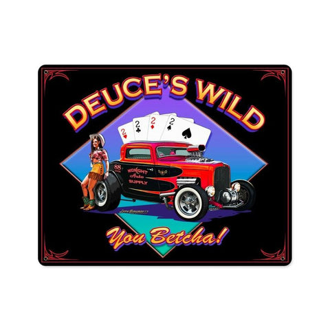 Deuce's Wild Metal Sign Wall Decor 15 x 12