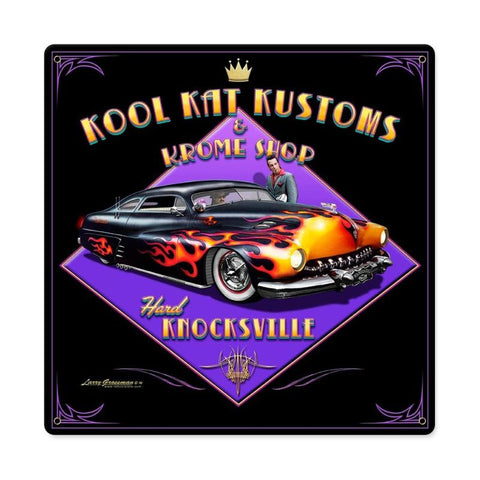 Kool Kat Kustoms Metal Sign Wall Decor 12 x 12