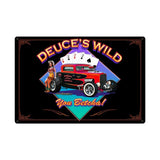 Deuces Wild Metal Sign Wall Decor 36 x 24
