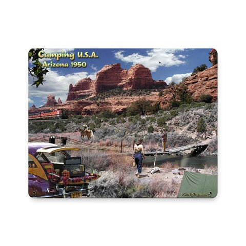 Camping USA 1950 Metal Sign Wall Decor 15 x 12