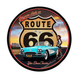 Route 66 Girl Metal Sign Wall Decor 14 x 14