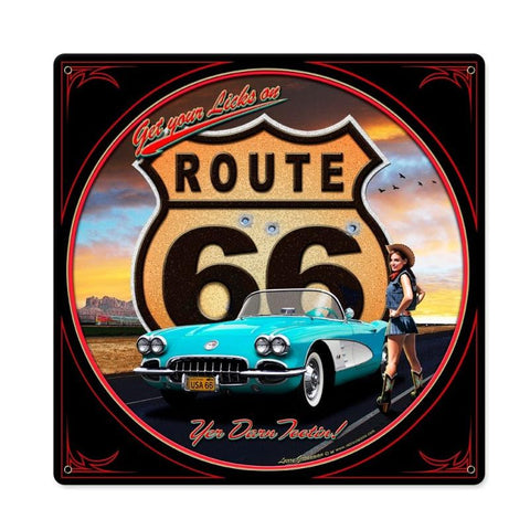 Route 66 Girl Metal Sign Wall Decor 12 x 12