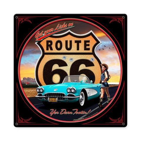 Route 66 Girl Metal Sign Wall Decor 18 x 18