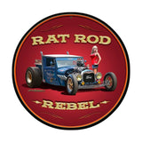 Rat Rod Rebel Metal Sign Wall Decor 14 x 14