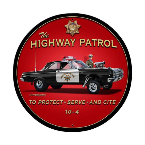 Highway Patrol Metal Sign Wall Decor 28 x 28