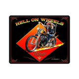 Hell On Wheels Metal Sign Wall Decor 15 x 12