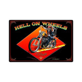 Hell On Wheels Metal Sign Wall Decor 18 x 12