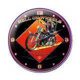 Hell On Wheels Clock Metal Sign Wall Decor 14 x 14