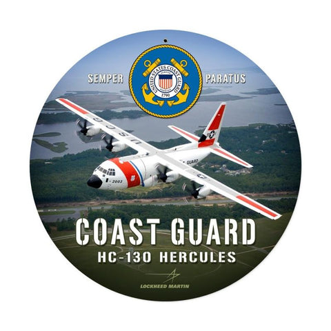 Coast Guard C130 Metal Sign Wall Decor 14 x 14
