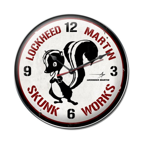 Skunk Works Clock Metal Sign Wall Decor 14 x 14