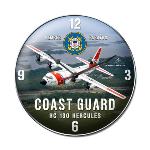 Coast Guard C130 Clock Metal Sign Wall Decor 14 x 14