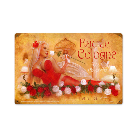 Classic Rose Metal Sign Wall Decor 18 x 12
