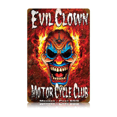 Evil Clown Metal Sign Wall Decor 12 x 18