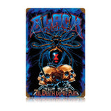 Black Widow Blue Metal Sign Wall Decor 12 x 18