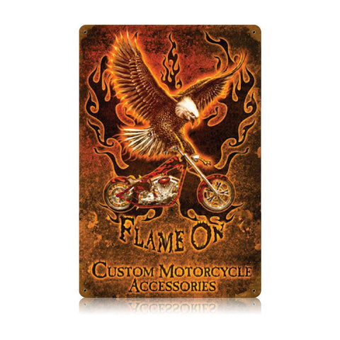 Flame On Metal Sign Wall Decor 12 x 18