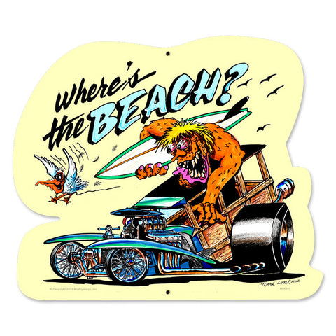 Wheres The Beach Metal Sign Wall Decor 18 x 16