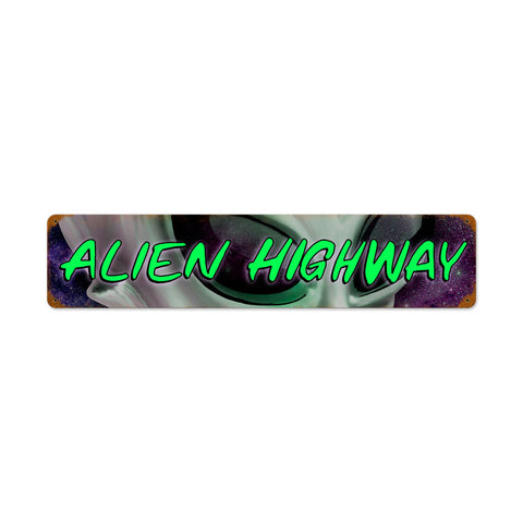 Alien Hwy Metal Sign Wall Decor 28 x 6