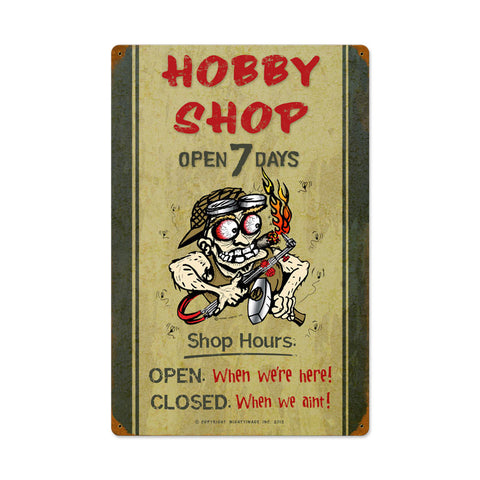 Hobby Shop Hours Metal Sign Wall Decor 16 x 24