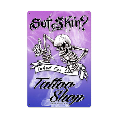 Skeleton Tattoo Metal Sign Wall Decor 16 x 24