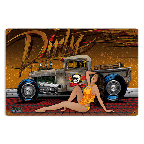 Dirty Metal Sign Wall Decor 18 x 12