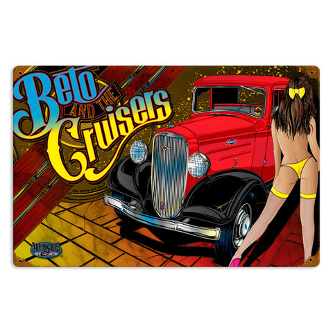 Ford Beto Girl Metal Sign Wall Decor 18 x 12