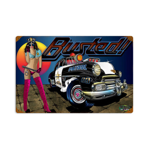 Busted Metal Sign Wall Decor 18 x 12