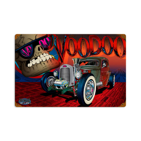 Rat Rod Voodoo Metal Sign Wall Decor 12 x 18