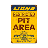 Lions Pit Area Metal Sign Wall Decor 12 x 18