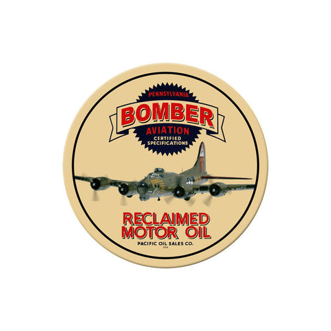 Bomber Reclaimed Oil Metal Sign Wall Decor 14 x 14