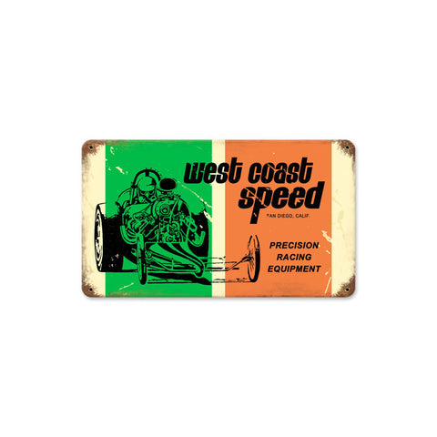 West Coast Speed Metal Sign Wall Decor 14 x 8