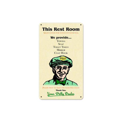 Polly Gas Restroom Metal Sign Wall Decor 14 x 8