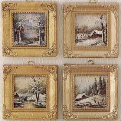 Set Of 4  Winter-Gold Frame