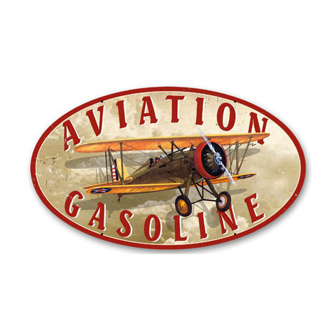 Aviation Gasoline Metal Sign Wall Decor 14 x 24