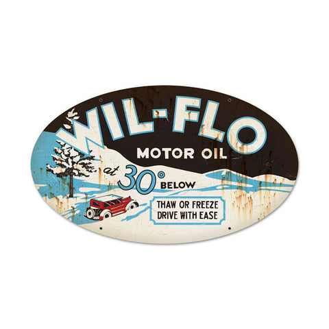 Wil Flo Oil Metal Sign Wall Decor 24 x 14