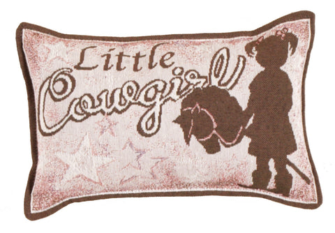 Little Cowgirl Small Tapestry Pillow