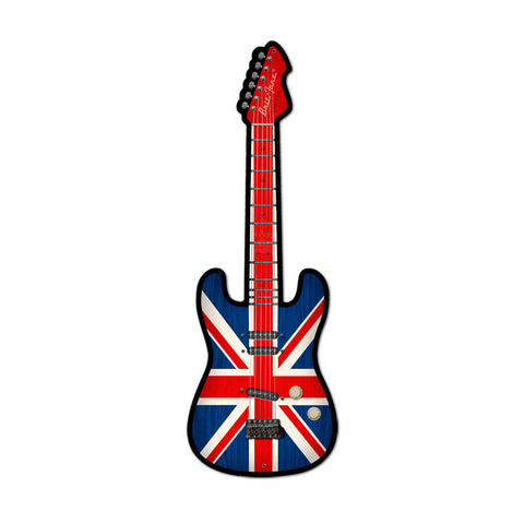 British Guitar Metal Sign Wall Decor 8 x 24