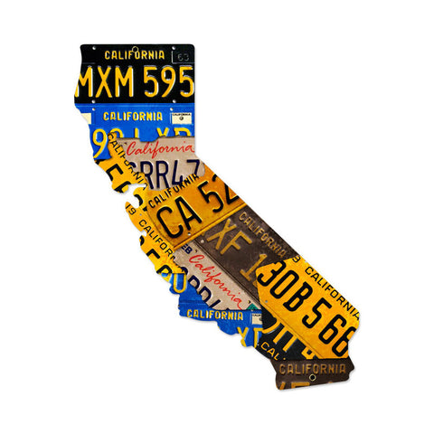 California License Plates Metal Sign Wall Decor 24 x 28