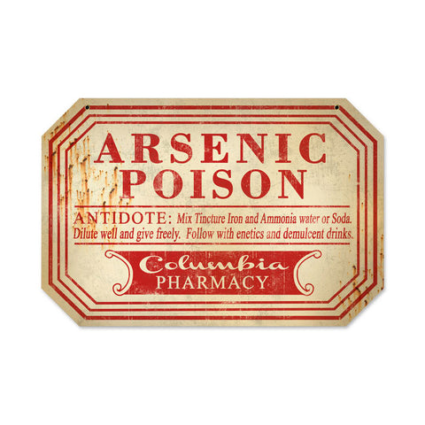 Arsenic Metal Sign Wall Decor 18 x 12
