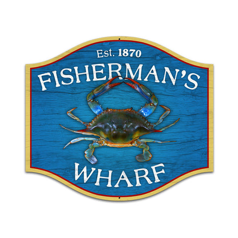 Fishermans Wharf Metal Sign Wall Decor 18 x 16