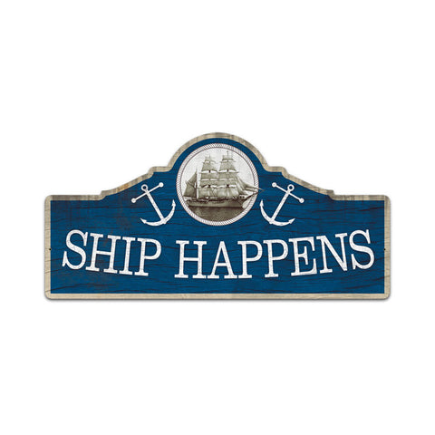 Ship Happens Metal Sign Wall Decor 26 x 12