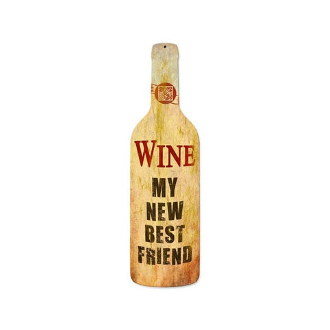 Wine Best Friend Metal Sign Wall Decor 8 x 26