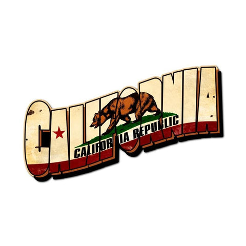 California Bear Flag Metal Sign Wall Decor 28 x 15