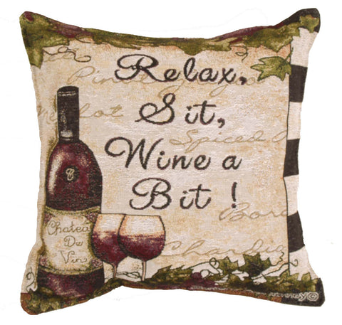 Wine A Bit Tapestry Pillow