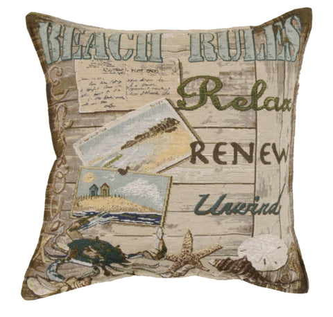 Beach Rules Tapestry Pillow