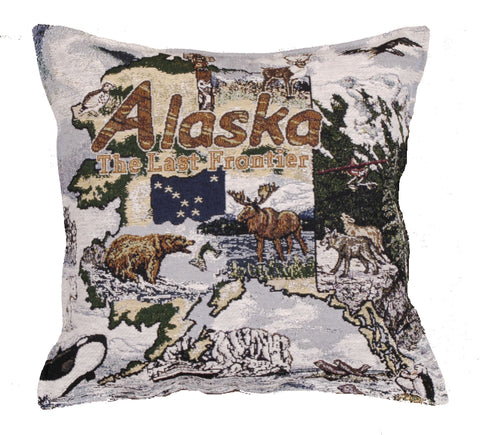 State Of Alaska Tapestry Pillow