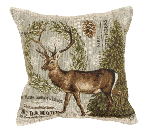 Winter Woodland Deer Tapestry Pillow