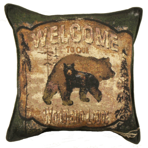 Woodland Lodge-Bear 18 Tapestry Pillow