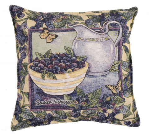 Blueberries Tapestry Pillow