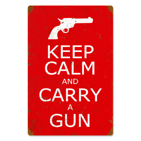 Keep Calm and Carry a Gun Metal Sign Wall Decor 12 x 18